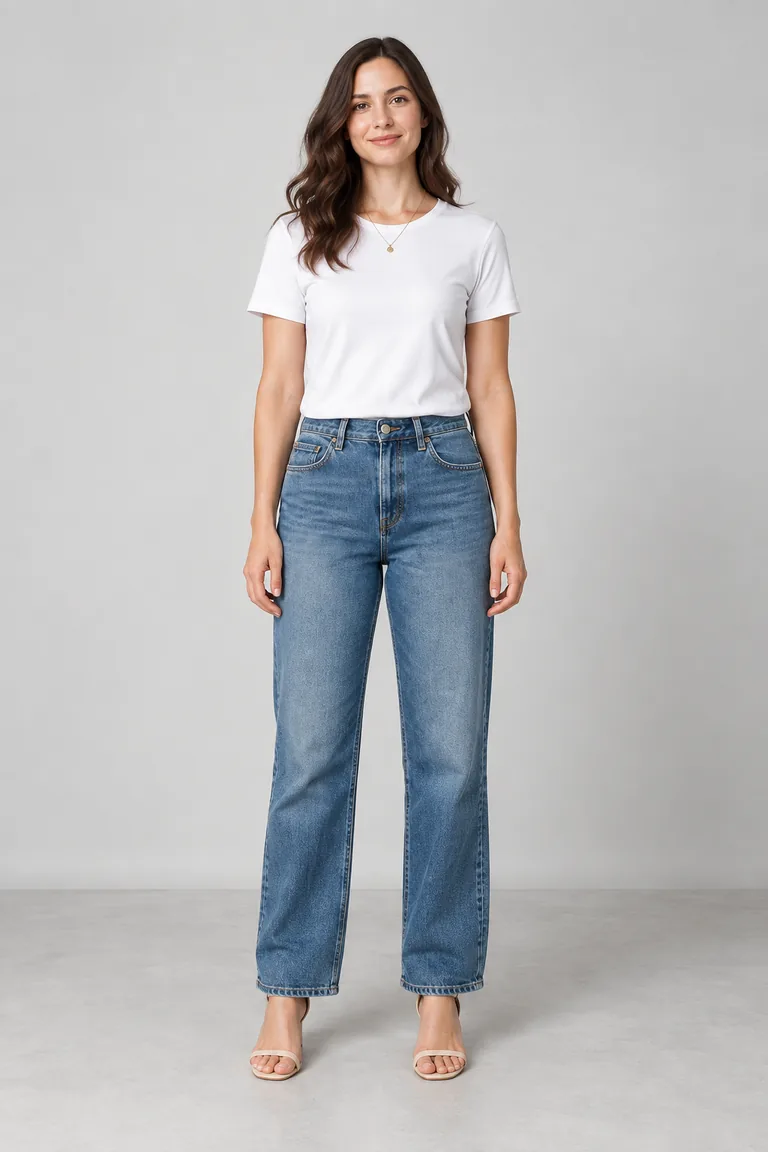 Illustrative original photo of a woman in casual clothes
